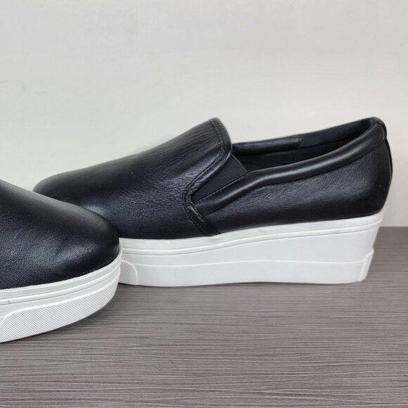 J/Slides Wedge/Platform Slip On Sneaker, Black Leather, Womens Size 9 US - Picture 9 of 12